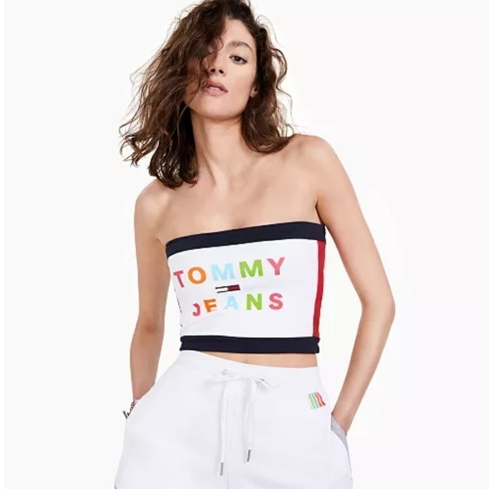 Tommy Hilfiger Fused Logo Bandeau Halter Top Size Medium NWT